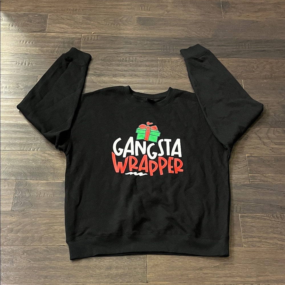 Win Win Gangster Wrapper Crew Sweatshirt Shirt black Men’s Size XL